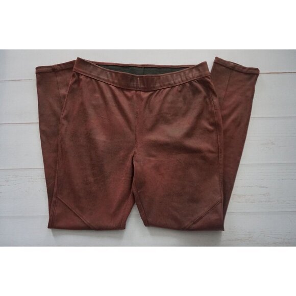 Free People Burgundy Faux Suede Leggings - Size 28 - Picture 5 of 5
